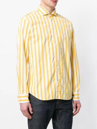 Shop Xacus Striped Long Sleeve Shirt - Yellow & Orange