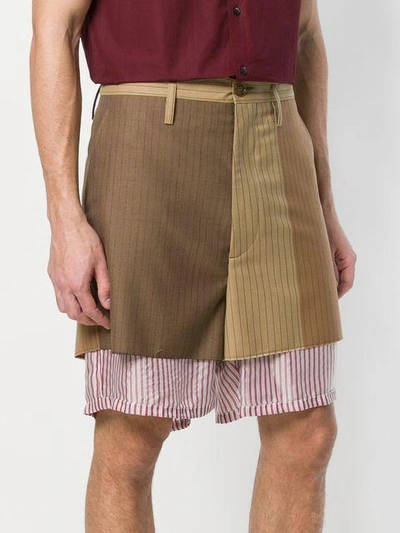 Shop Marni Underlayer Detail Shorts In Brown