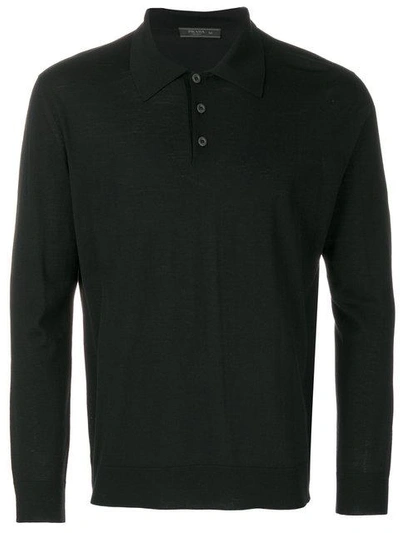 Shop Prada Plain Polo Shirt - Black