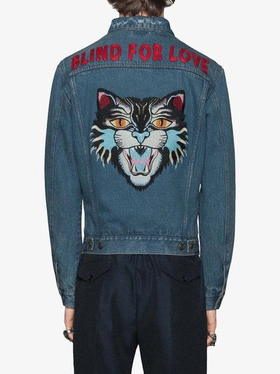 Shop Gucci Denim Jacket With Embroideries In Blue