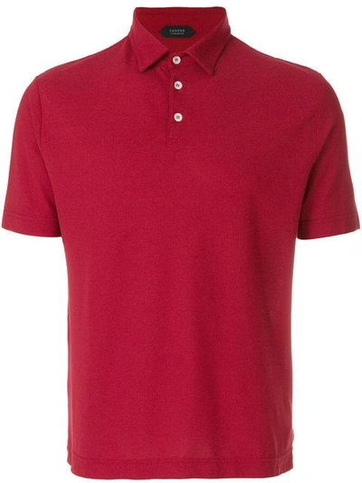Shop Zanone Plain Polo Shirt In Red