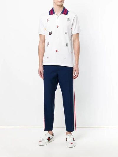 Shop Gucci Web Tailored Joggers In Blue