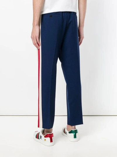 Shop Gucci Web Tailored Joggers In Blue