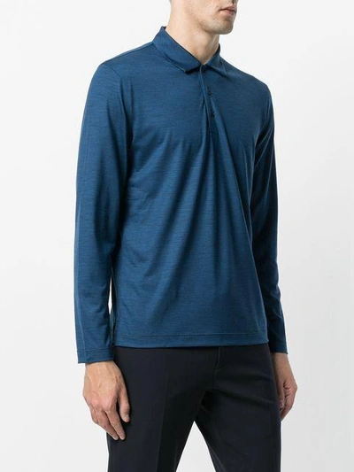 Shop Canali Long-sleeved Polo Top - Blue