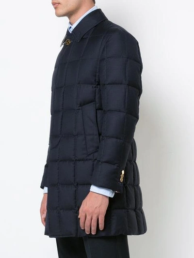 Shop Thom Browne Quilted Down Super 130s Overcoat In Blue