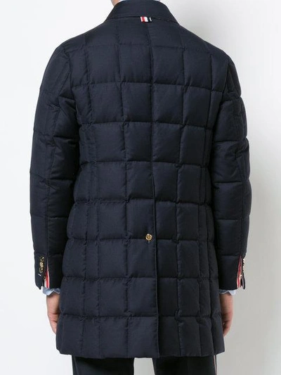 Shop Thom Browne Quilted Down Super 130s Overcoat In Blue