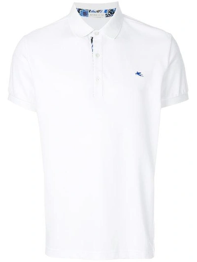 Shop Etro Floral Placket Polo Shirt In White