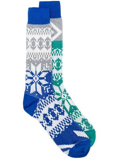 Shop Sacai Fairisle Knit Socks In Green