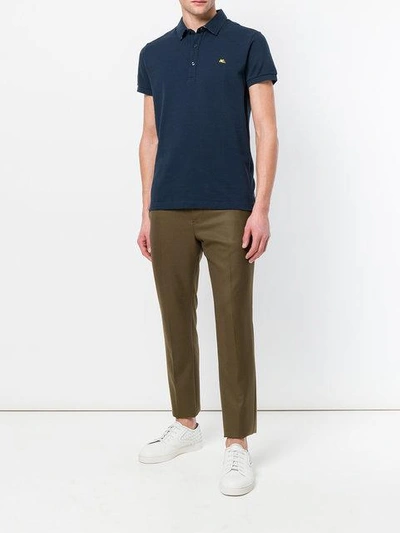 Shop Etro Short Sleeve Polo Shirt - Blue
