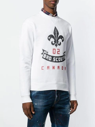 Shop Dsquared2 Bro Scouts Crest Print Sweatshirt - White