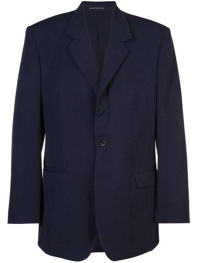 Shop Yohji Yamamoto Boxy Suit Jacket - Blue