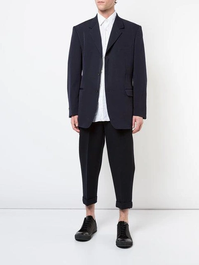 Shop Yohji Yamamoto Boxy Suit Jacket - Blue