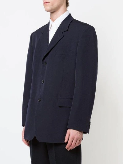 Shop Yohji Yamamoto Boxy Suit Jacket - Blue