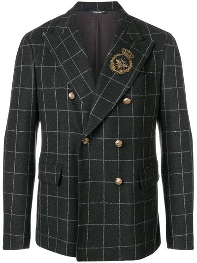 Shop Dolce & Gabbana Appliqué Detail Double Breasted Blazer In Brown