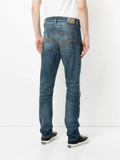 Shop Nudie Jeans Stonewashed Slim Jeans In Blue