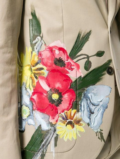 Shop Msgm Floral Design Suit - Nude & Neutrals