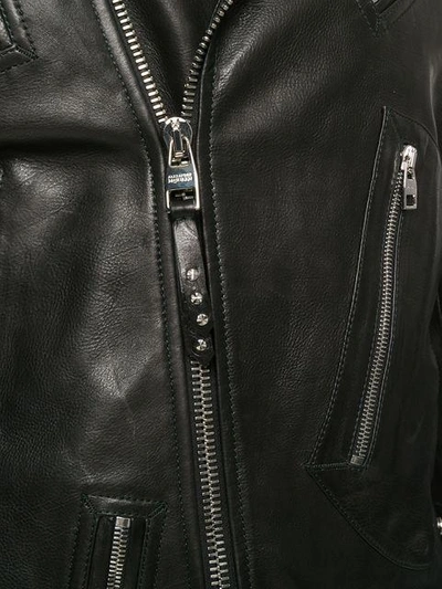 Shop Alexander Mcqueen Leather Biker Jacket - Black