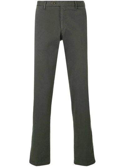 Shop Canali Straight Leg Chinos In Green