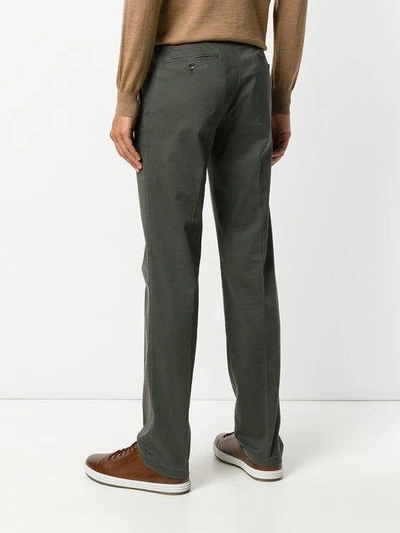 Shop Canali Straight Leg Chinos In Green