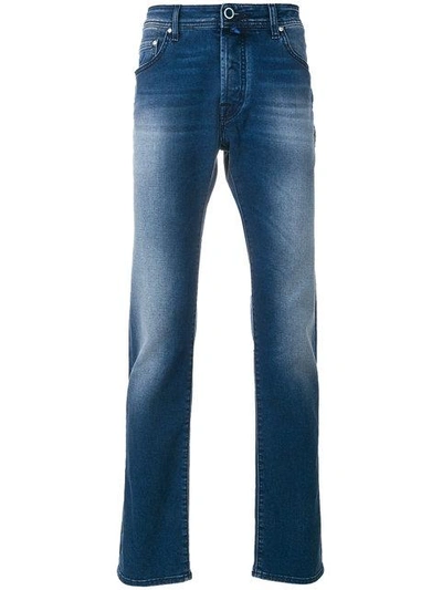 Shop Jacob Cohen Light-wash Fitted Jeans - Blue