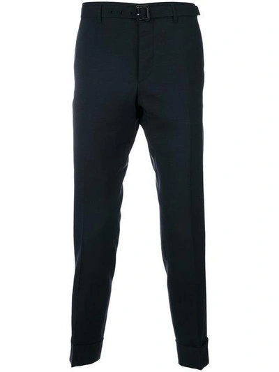 Shop Prada Pleated Tailored Trousers In Blue