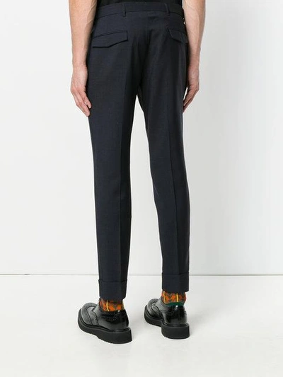 Shop Prada Pleated Tailored Trousers In Blue
