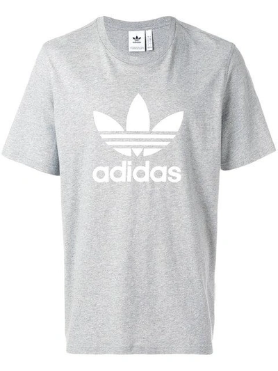 Shop Adidas Originals Trefoil T-shirt In Grey