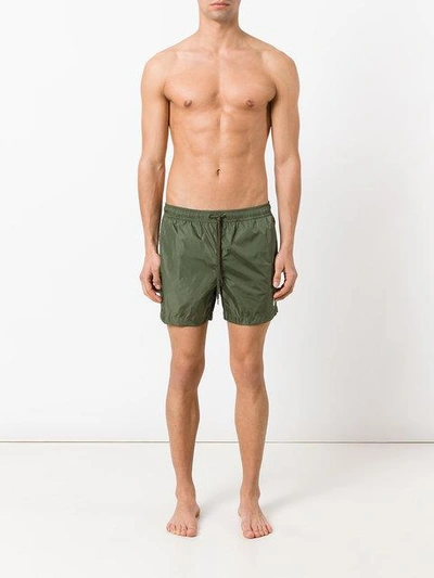 Shop Moncler Logo Plaque Swimming Trunks - Green