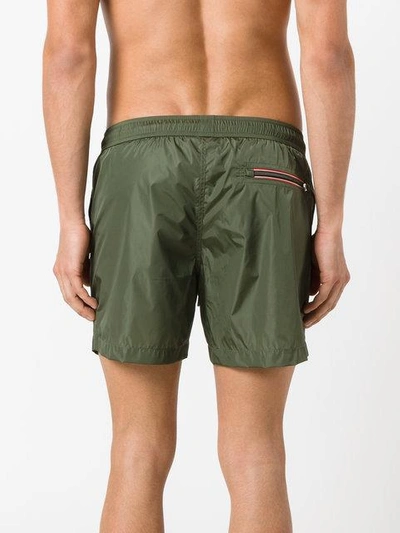 Shop Moncler Logo Plaque Swimming Trunks - Green