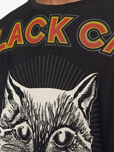 Shop Gucci Cotton Sweatshirt With Black Cat Print