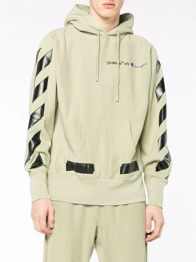 Off white and champion hoodie sale