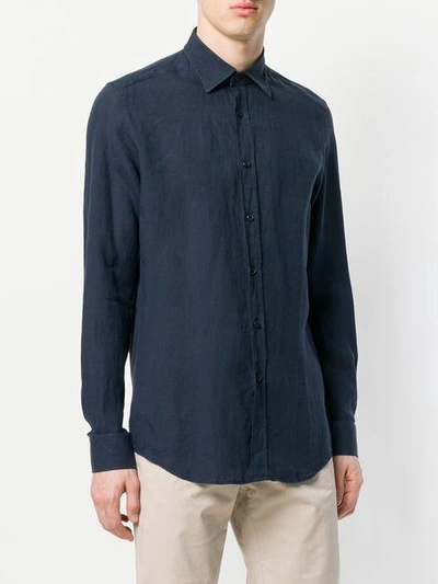 Shop Fashion Clinic Timeless Long-sleeve Linen Shirt In Blue