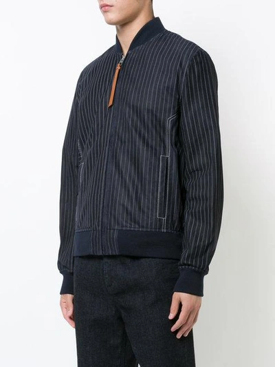 Shop Loewe Striped Bomber Jacket In Blue