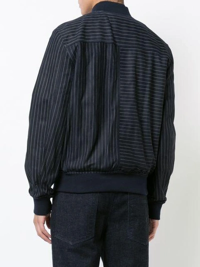 Shop Loewe Striped Bomber Jacket In Blue