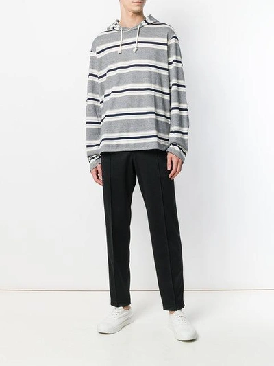 Shop Junya Watanabe Straight Fit Trousers In Black