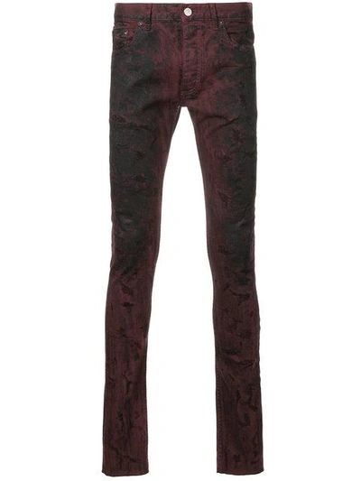 Shop Fagassent Faded Skinny Jeans - Red