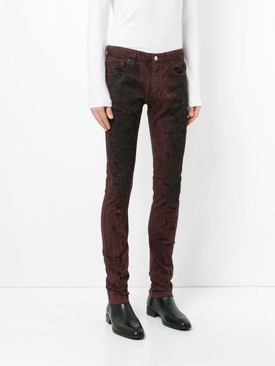 Shop Fagassent Faded Skinny Jeans - Red