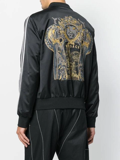 Shop Versace Medusa Embroidered Bomber Jacket In Black
