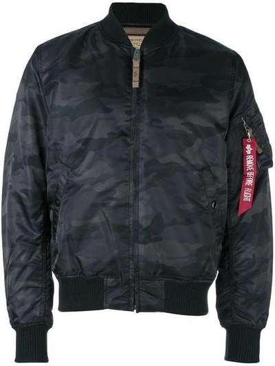 Shop Alpha Industries Camouflage Bomber Jacket In Black