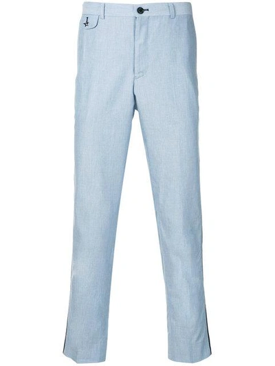 Shop Education From Youngmachines Side Band Tailored Trousers - Blue