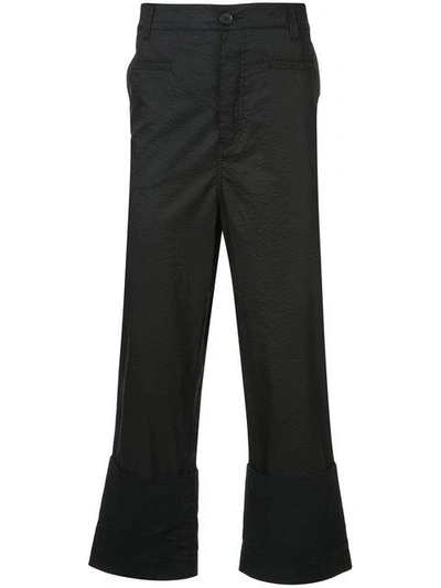 Shop Loewe Flared Cropped Trousers In Black