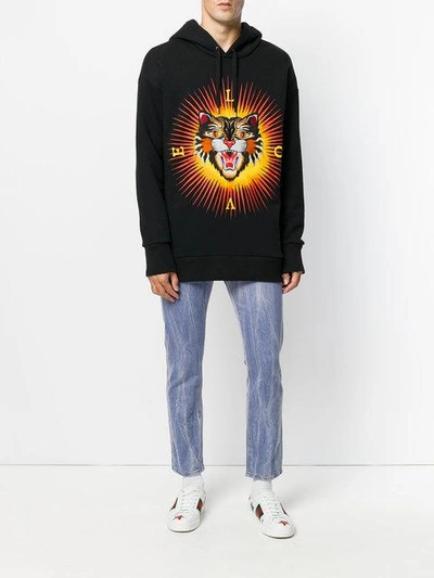 Shop Gucci Wolf Patch Straight Jeans - Blue