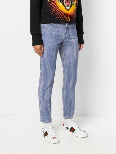 Shop Gucci Wolf Patch Straight Jeans - Blue