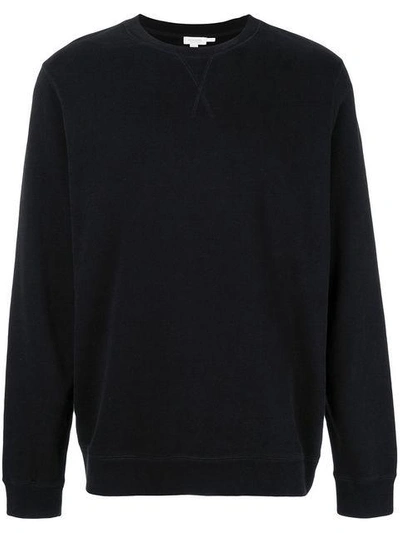 Shop Sunspel Crew Neck Sweatshirt In Black