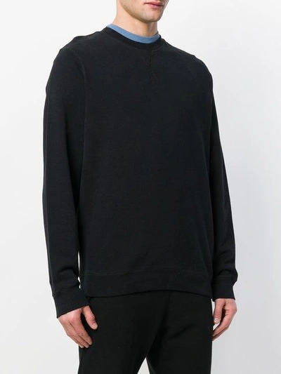 Shop Sunspel Crew Neck Sweatshirt In Black