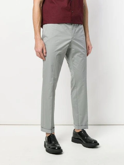 Shop Prada Cropped Trousers In Grey