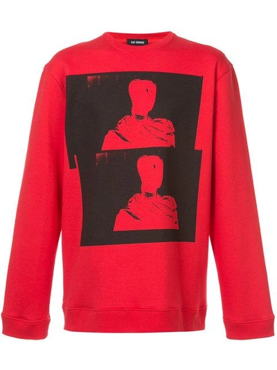 Shop Raf Simons Sweatshirt Mit Print In Red