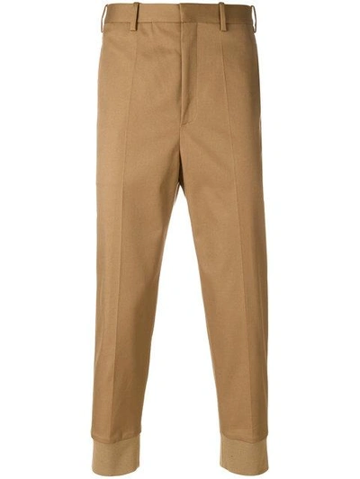 Shop Neil Barrett Slim Fit Trousers With Elasticated Cuffs