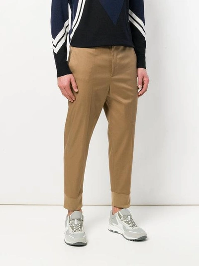 Shop Neil Barrett Slim Fit Trousers With Elasticated Cuffs