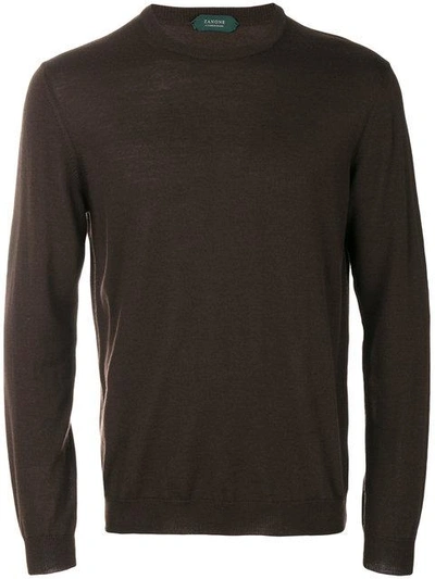 Shop Zanone Fine Knit Sweater In Brown